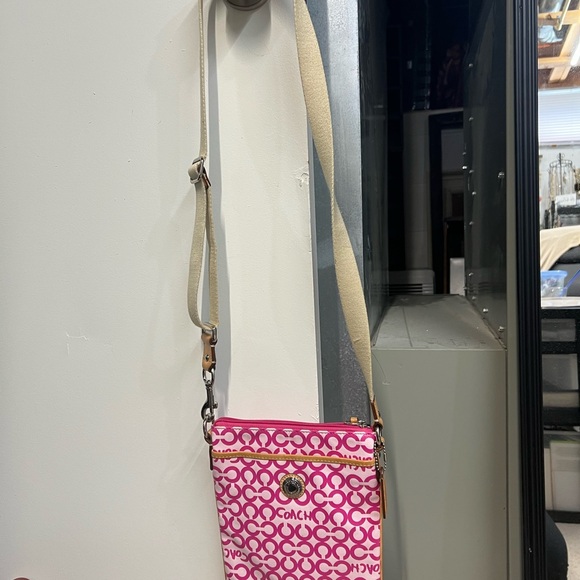 Coach Signature Pink and Cream Crossbody Bag - Picture 1 of 4